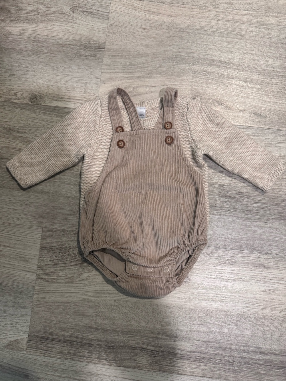 Carter's Cream Knit Sweater with Beige Corduroy Accent